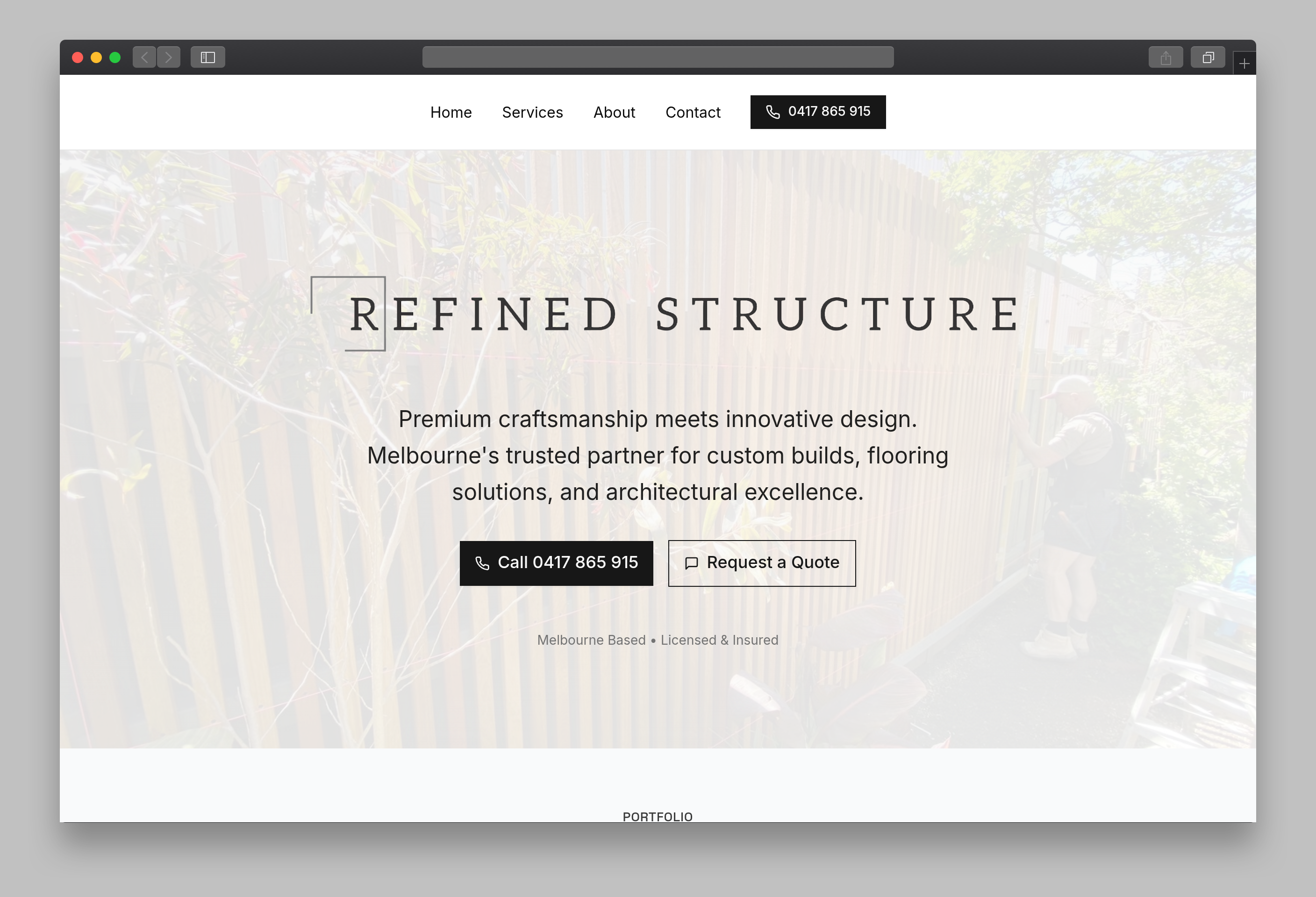 Refined Structure website mockup