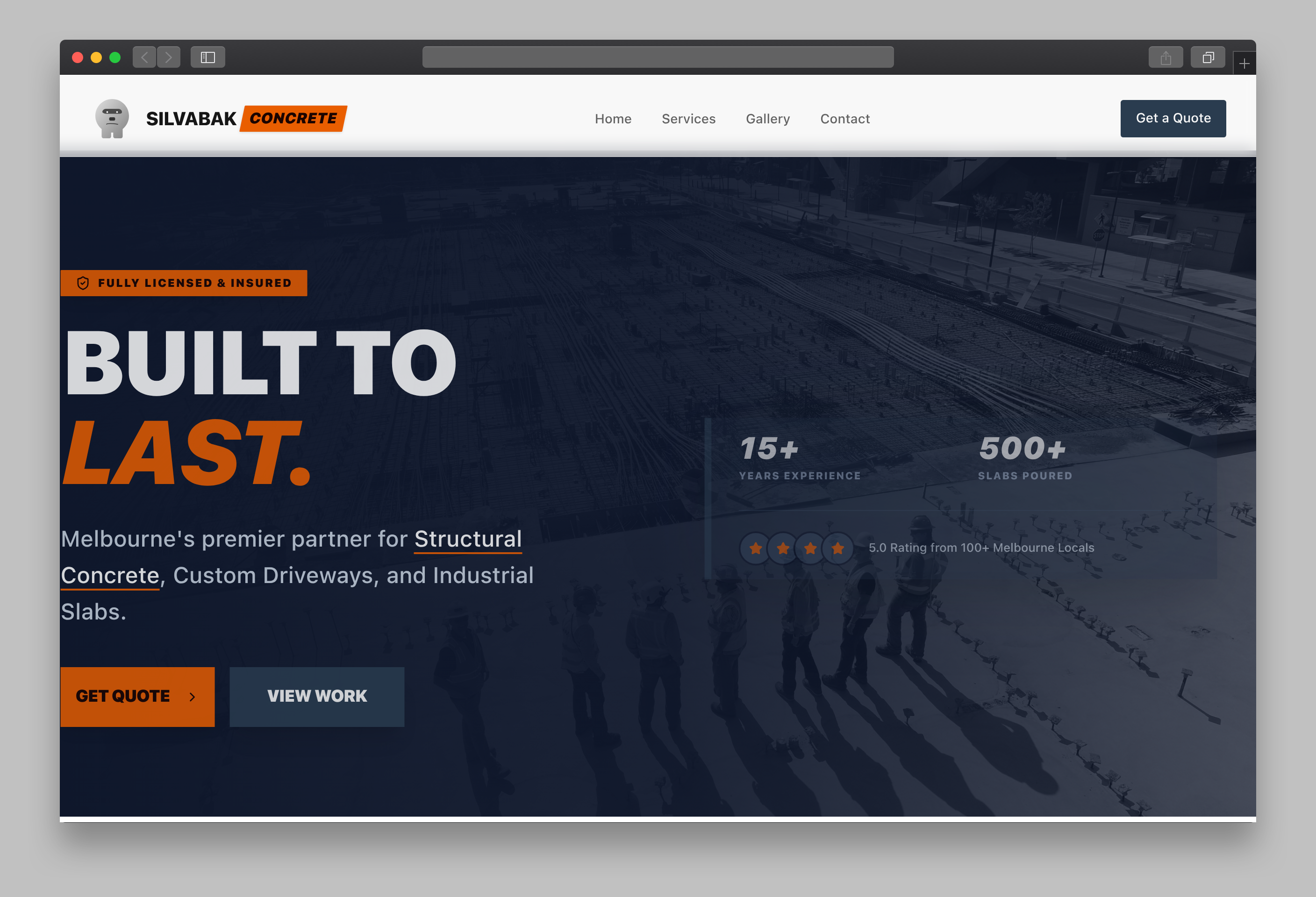 Silvabak Concrete website mockup